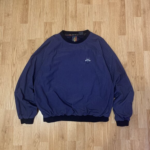 VTG Sunice Golf Pullover Sweater Mens Large Blue Plaid Windbreaker Long Sleeve - Picture 1 of 12